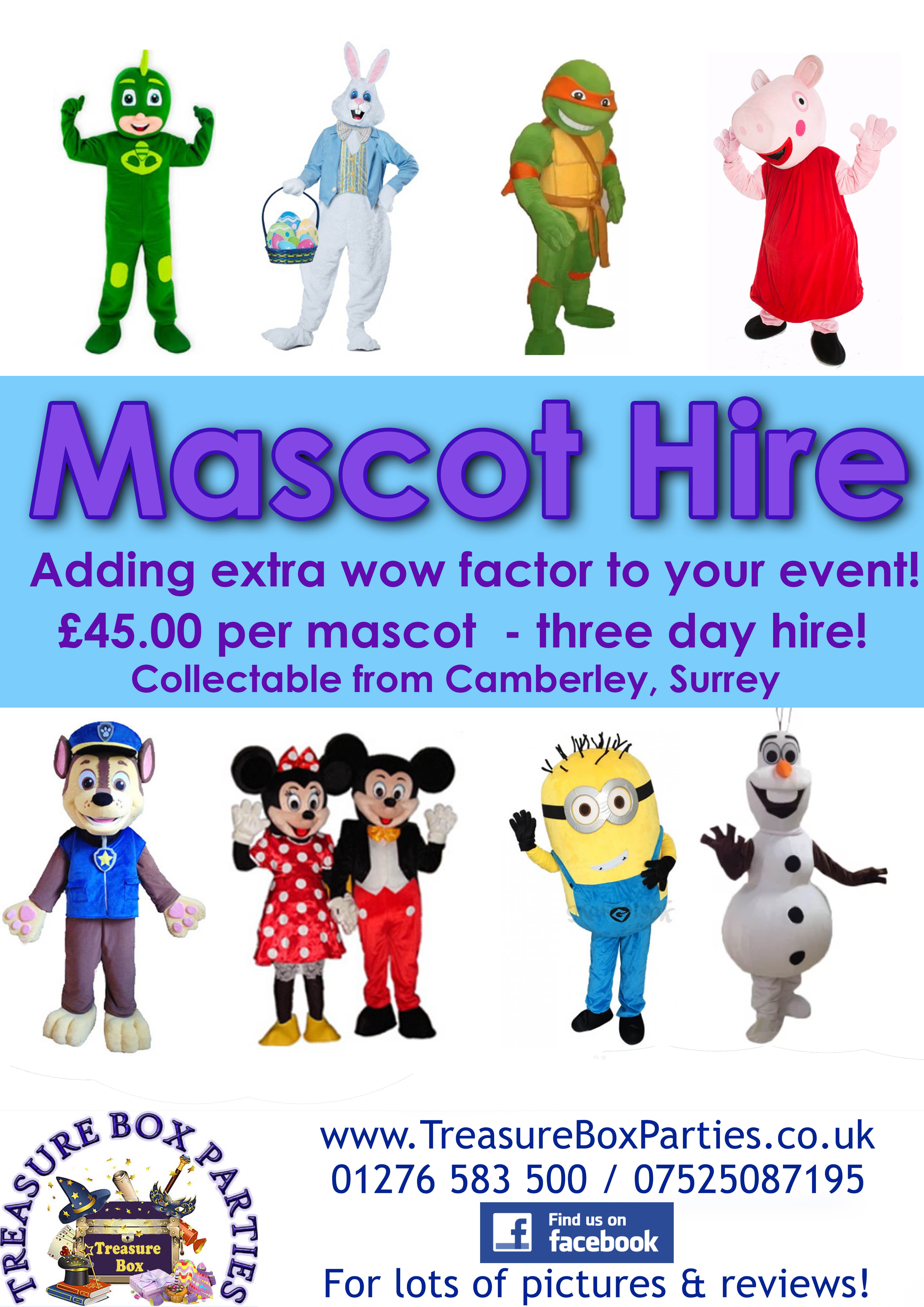 Mascot Hire Advert - Childrens Entertainer Parties Surrey
