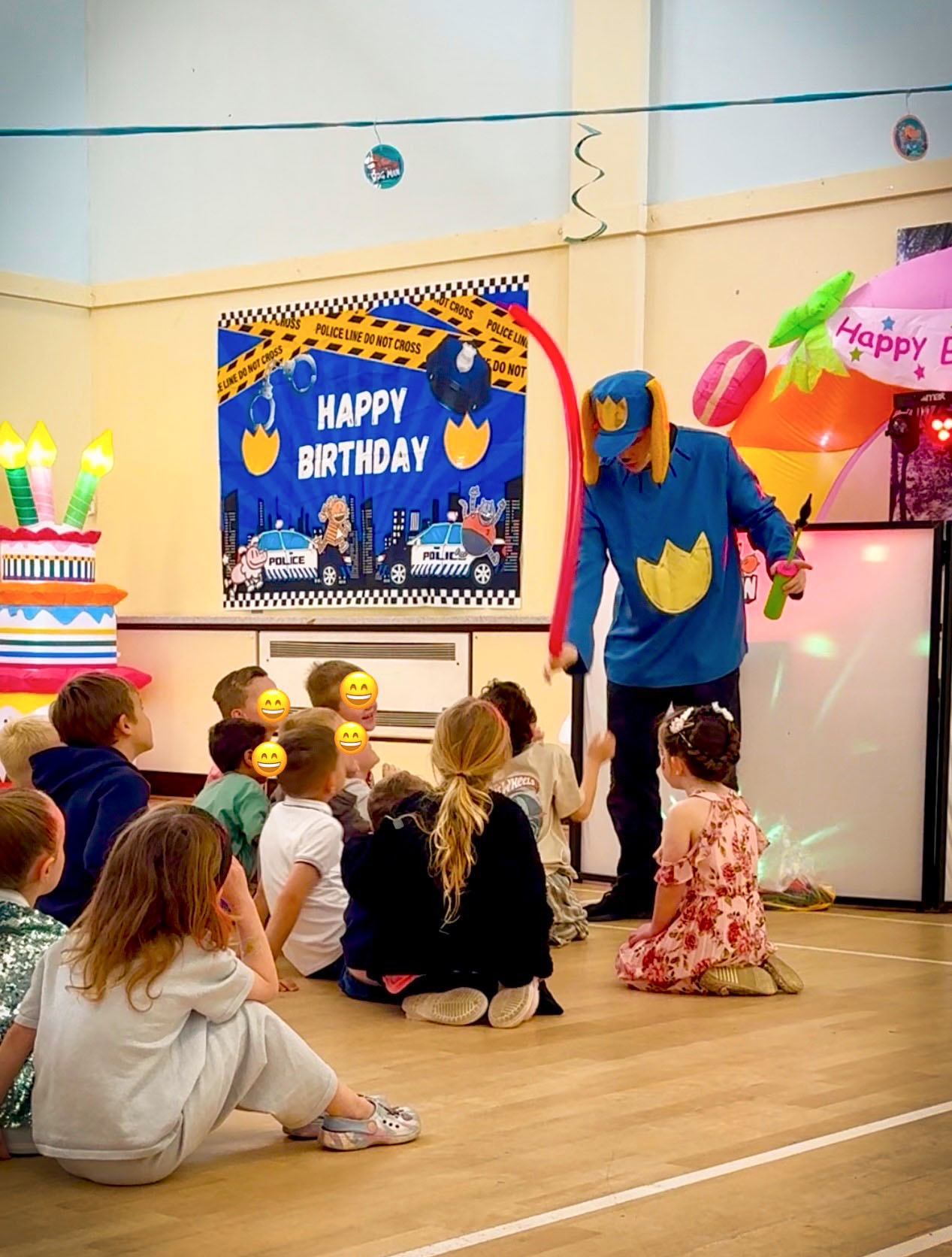 Dog Man party entertainer using balloon props in a birthday show near Bracknell