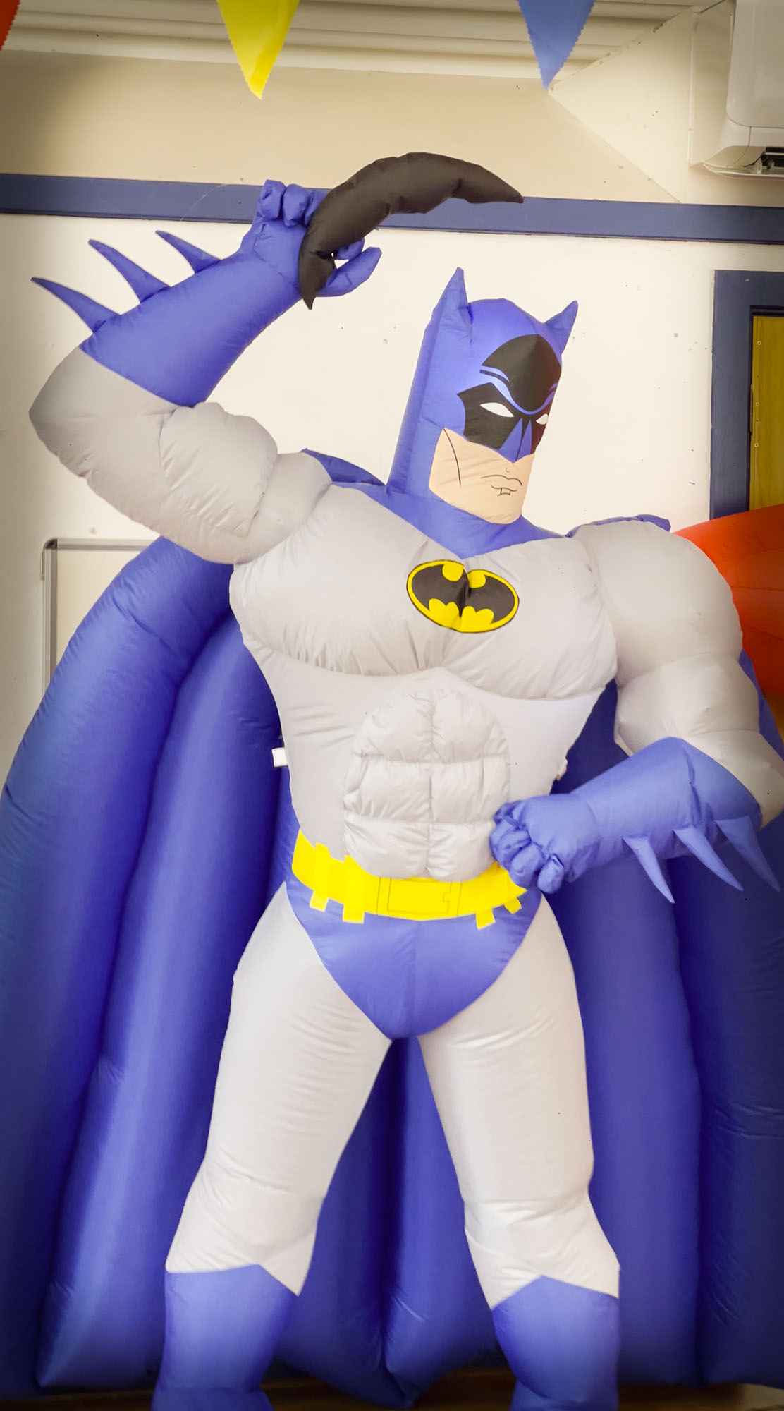Large inflatable Batman decoration at a superhero birthday party in Ascot near Wokingham and Virginia Water