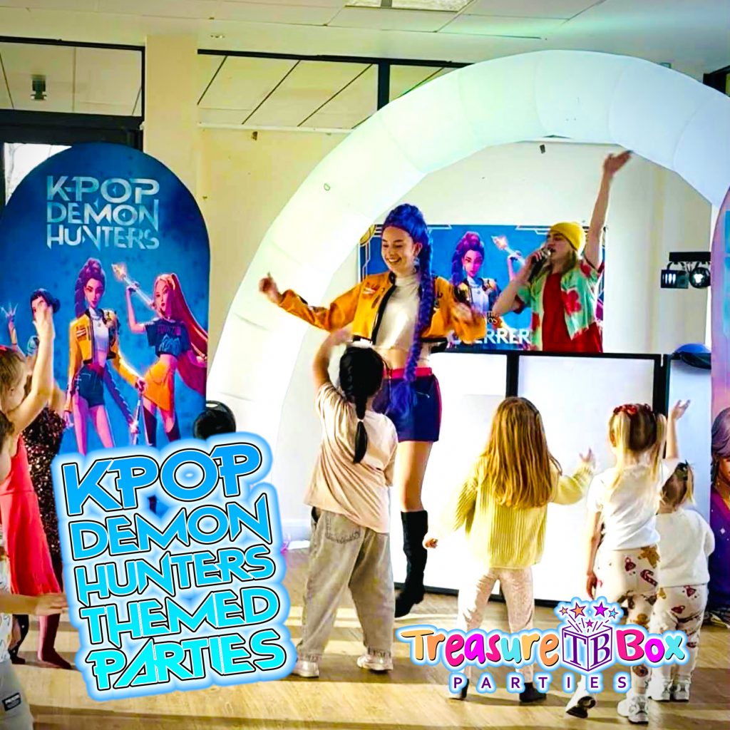kpop-demon-hunters-glow-disco-party-wokingham-berkshire - Childrens Party Entertainers | Surrey Hampshire and Berkshire | Treasure Box Parties KPOP Demon Hunters themed disco party for children in Wokingham Berkshire by Treasure Box Parties
