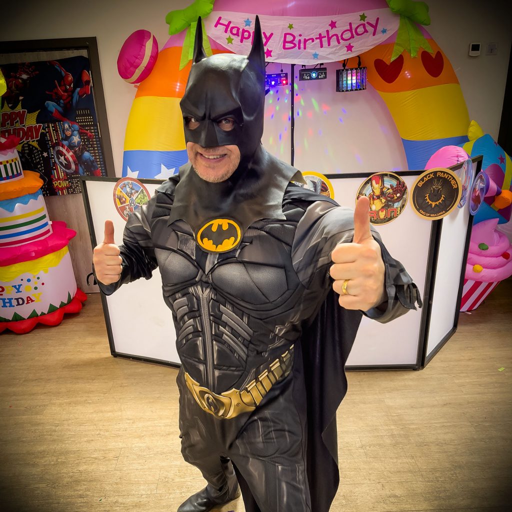 Batman Party Entertainer for Children’s Birthday Parties - Childrens Party Entertainers | Surrey Hampshire and Berkshire | Treasure Box Parties Batman party entertainer at a children’s birthday party in Surrey Hampshire and Berkshire